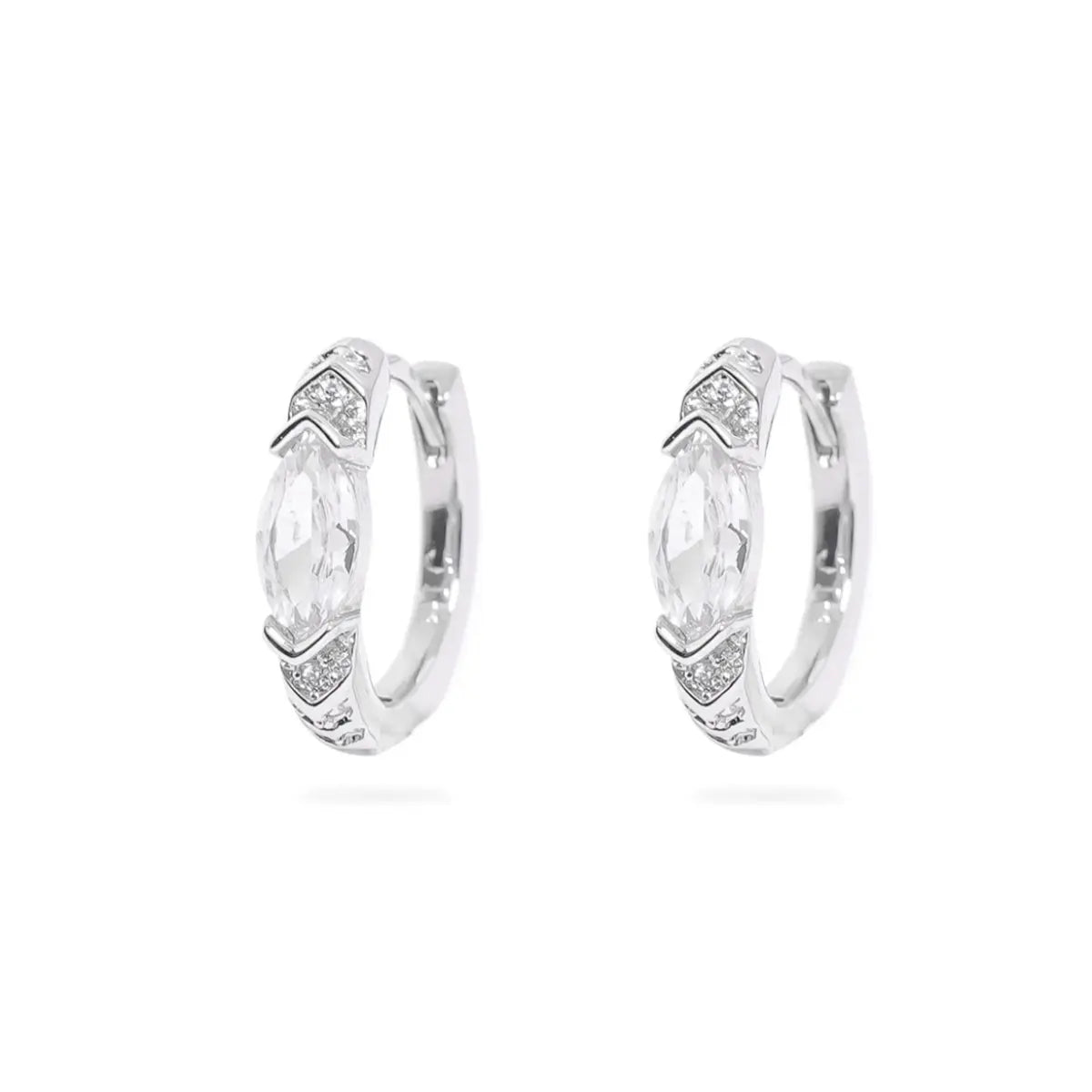 Eye of Horus Hoop Earrings White CZ