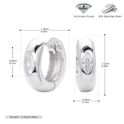 Eye of Horus Huggie Hoop Earrings White Gold 4mm Dimensions and Weight