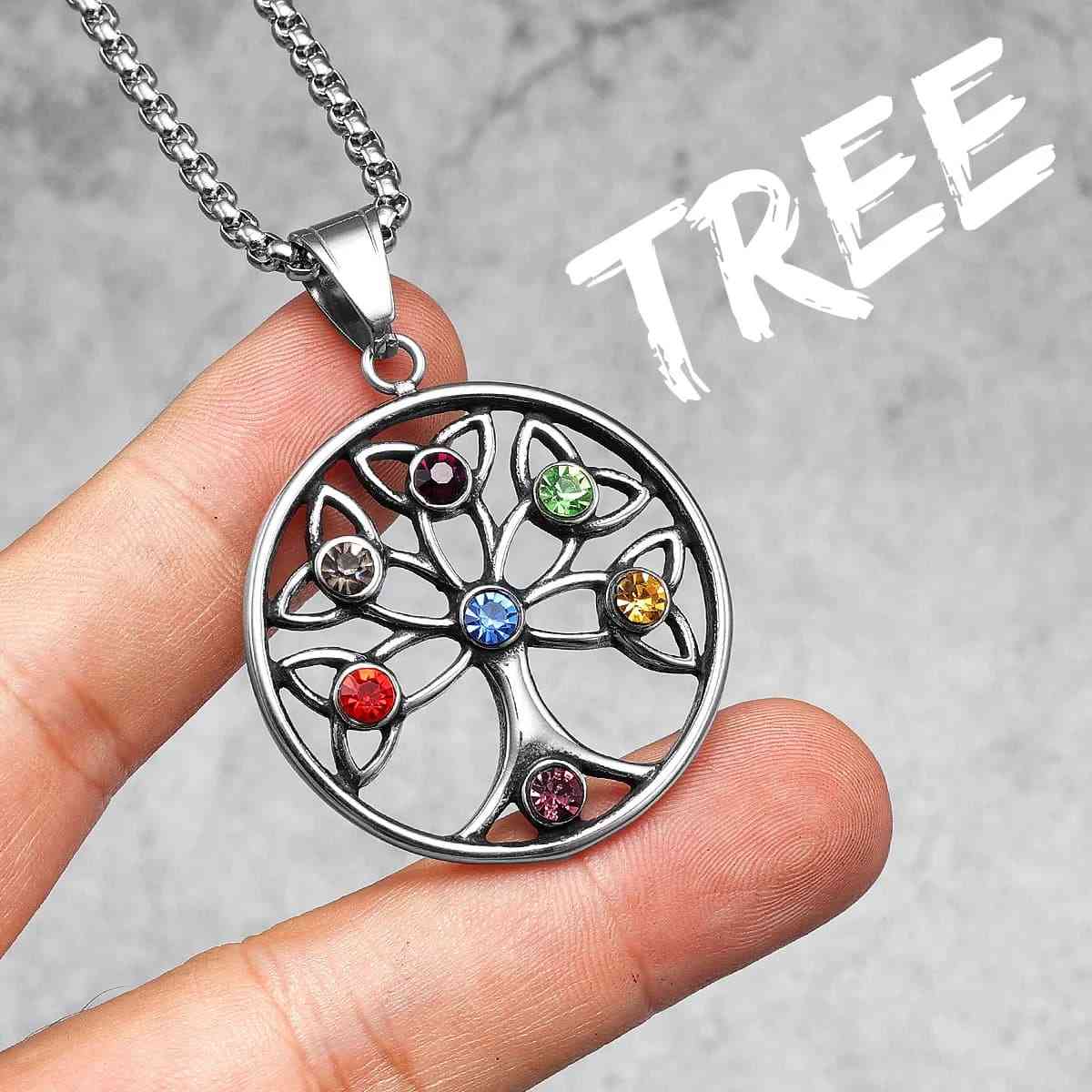 Family Tree Birthstone Necklace with Celtic Knots Pendant Only Xenos Jewelry