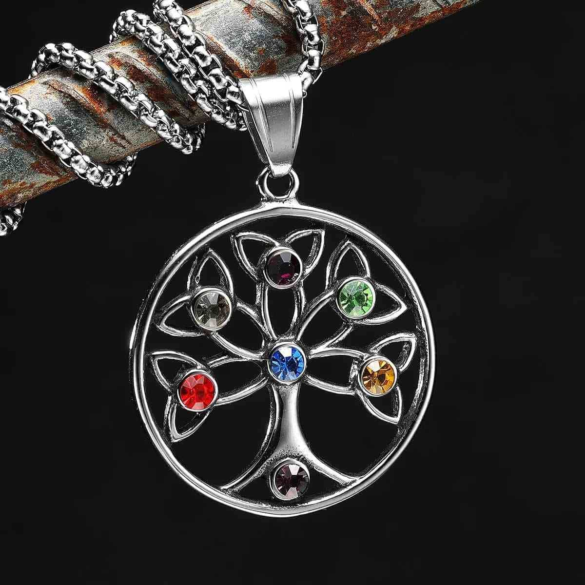 Family Tree Birthstone Necklace with Celtic Knots Xenos Jewelry