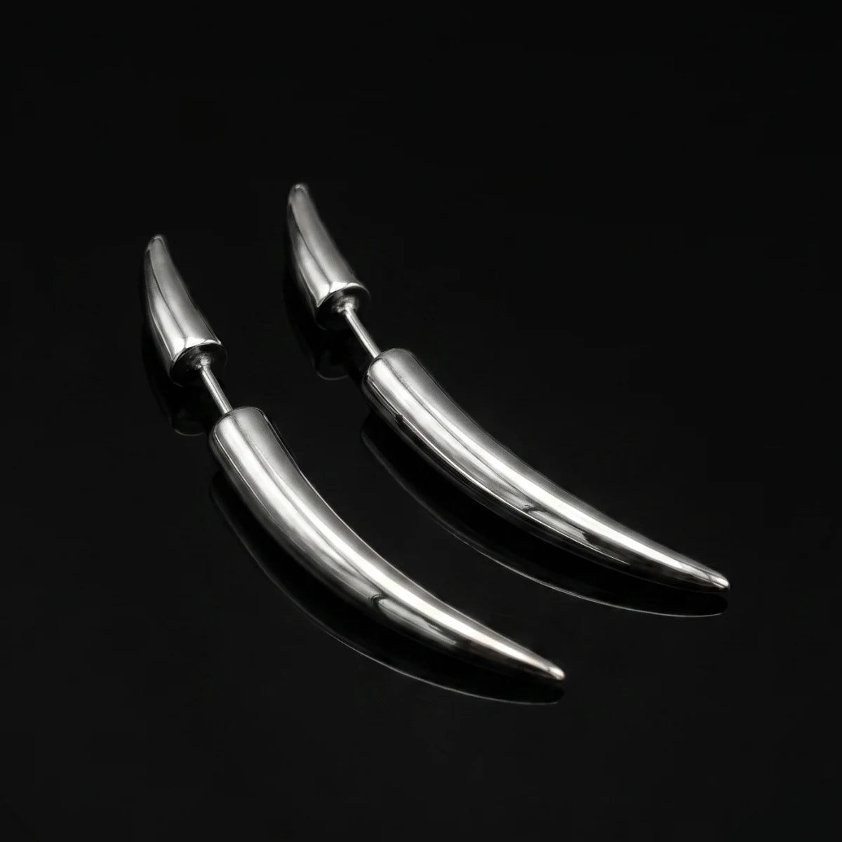 Fang Spike Stud Earrings Close Up