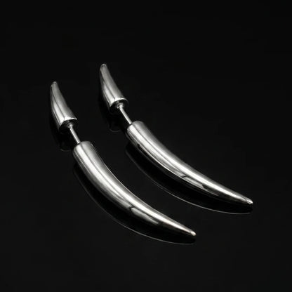 Fang Spike Stud Earrings Close Up