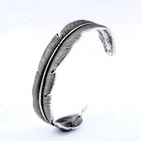 Feather Bracelet Stainless Steel Xenos Jewelry
