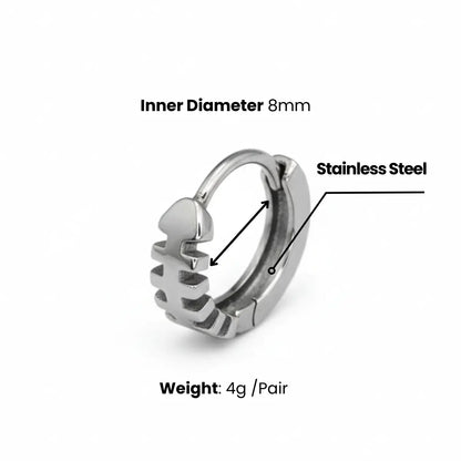 Fish Skeleton Hoop Earrings Dimensions and Weight