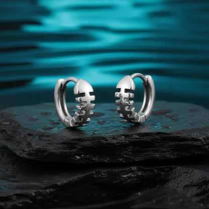 Fish Skeleton Hoop Earrings Xenos Jewelry