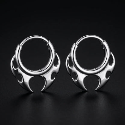 Flame Blade Earrings Silver Close Up