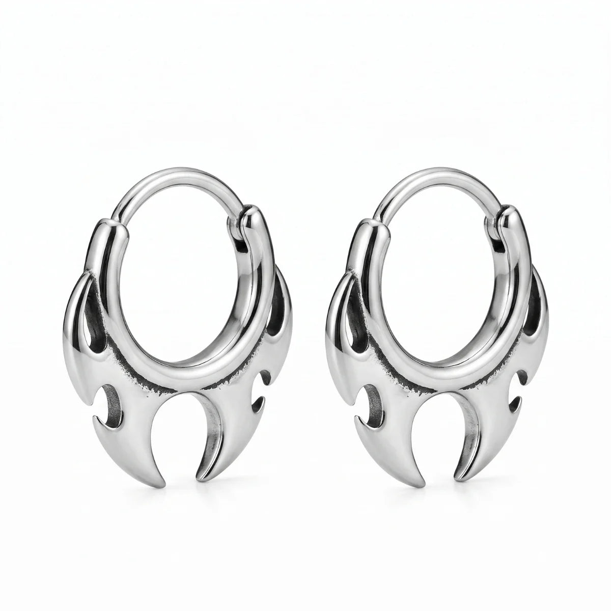 Flame Blade Earrings Silver