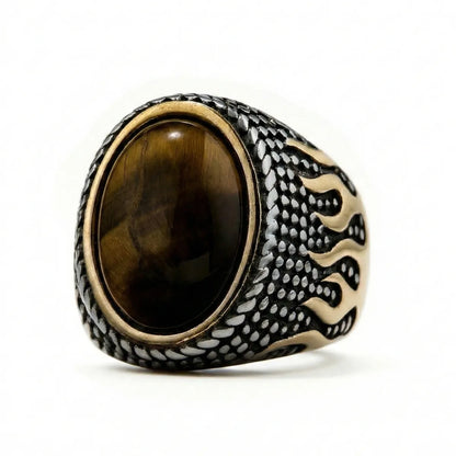 Flame Tiger's Eye Signet Ring Details