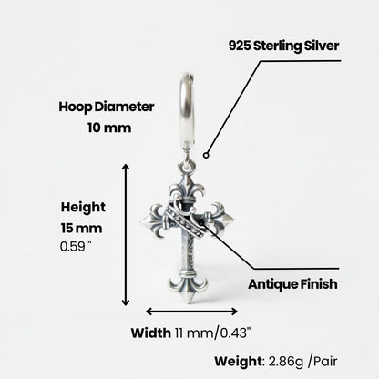 Fleur de Lis Cross Earrings Dimensions and Weight