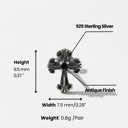 Fleur de Lis Cross Stud Earrings Dimensions and Weight