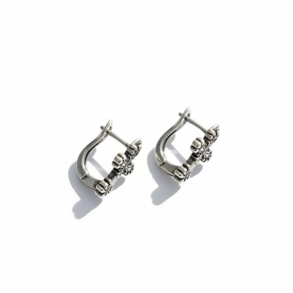 Fleur de lis Cross Hoop Earrings Side