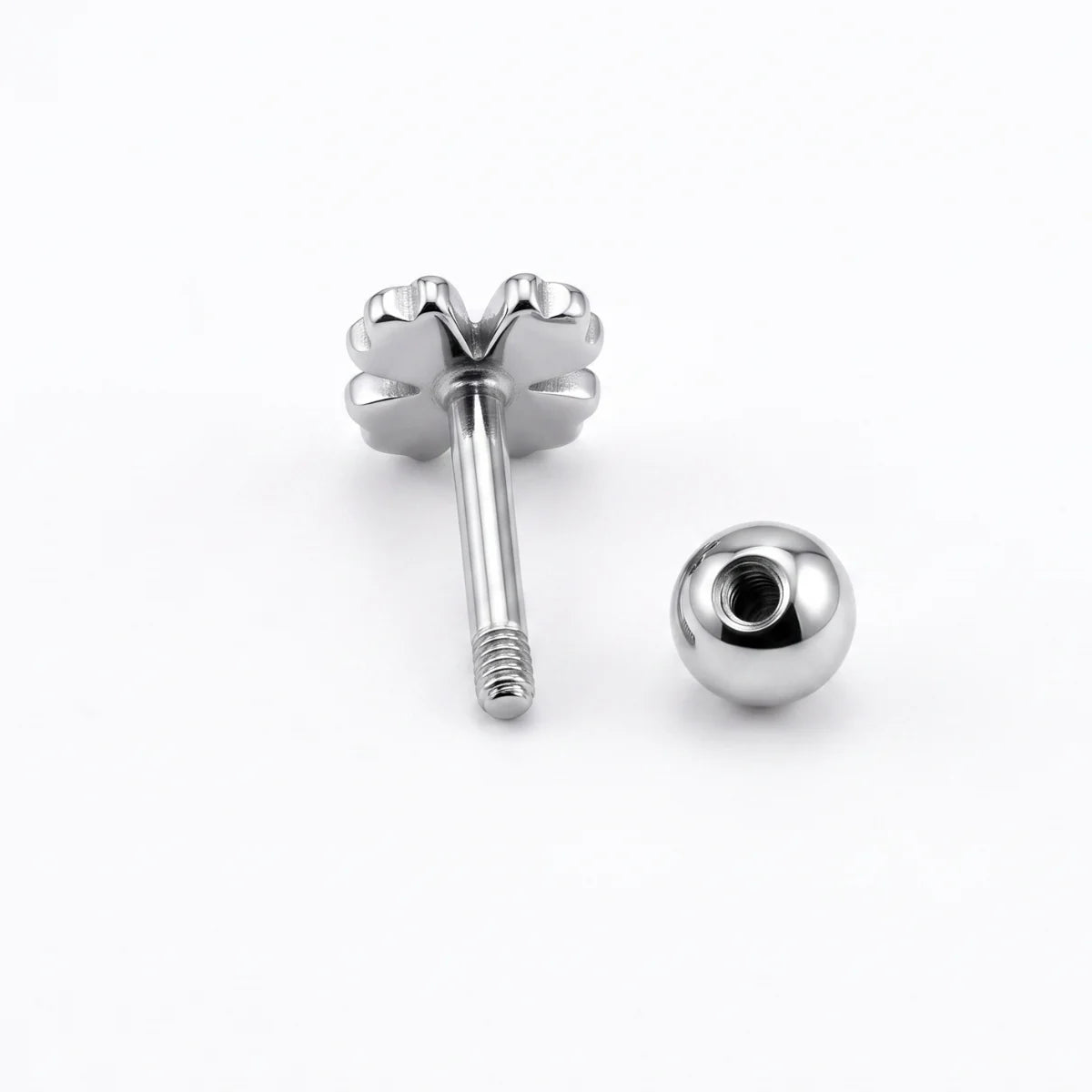 Floral Cross Cartilage Stud Earrings Premium Stainless Steel Back and Screw Ball Details