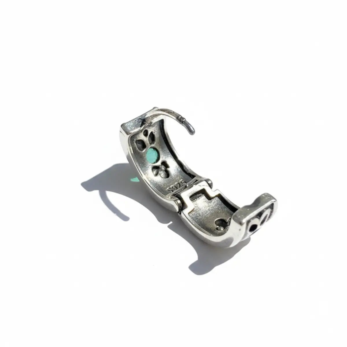 Floral Emerald Huggie Hoop Earrings Back