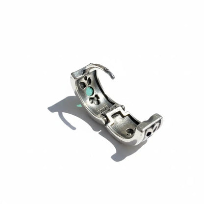 Floral Emerald Huggie Hoop Earrings Back