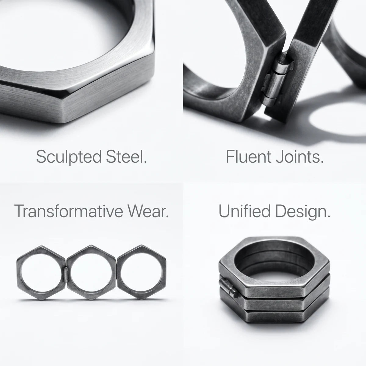 Folding Hex Ring Details and Pivot Joints Infographic