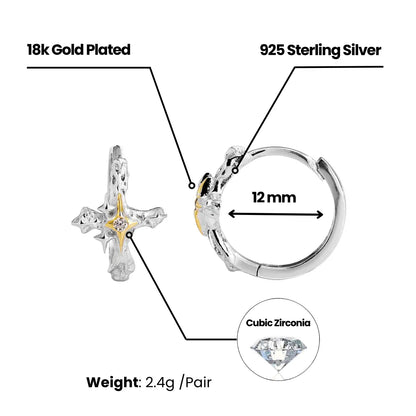 Four Pointed Star Cross Hoop Earrings Dimensions and Weight