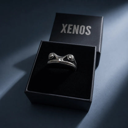 Frog Ring Silver Presented in Xenos Jewelry Packaging Box