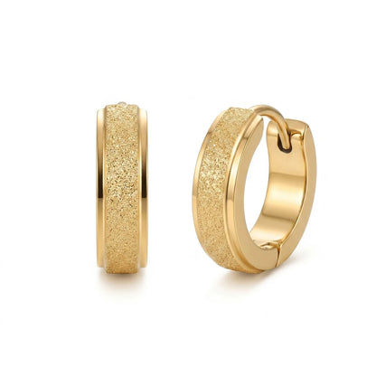 Frosted Hoop Earrings Gold 4mm