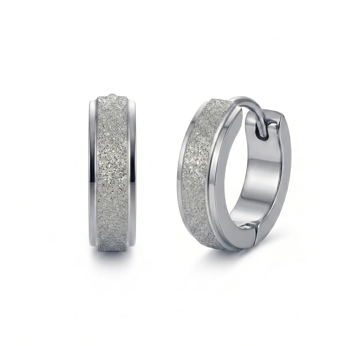 Frosted Hoop Earrings Silver 4mm