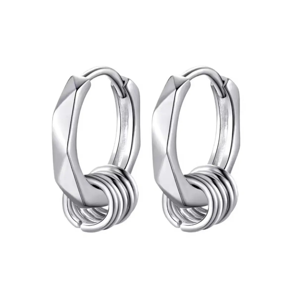 Geometric Hexagon Hoop Earrings with Rings Details