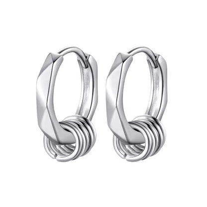 Geometric Hexagon Hoop Earrings with Rings Details