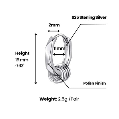 Geometric Hexagon Hoop Earrings with Rings Dimensions and Weight