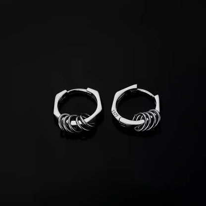 Geometric Hexagon Hoop Earrings with Rings Top View
