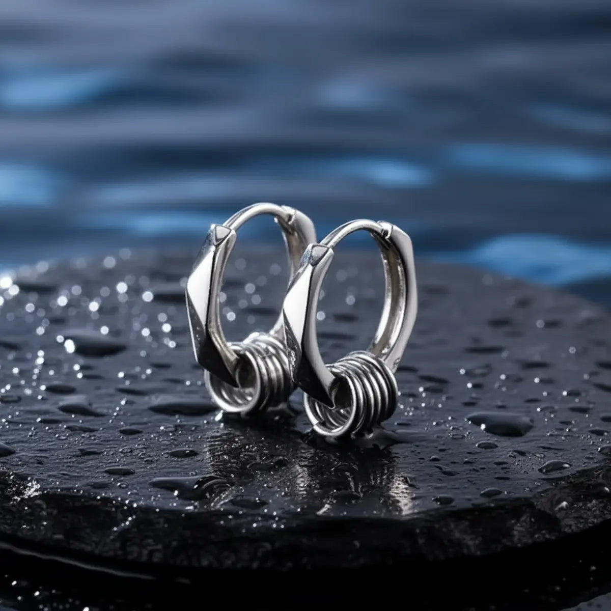 Geometric Hexagon Hoop Earrings with Rings