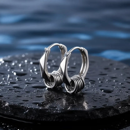 Geometric Hexagon Hoop Earrings with Rings