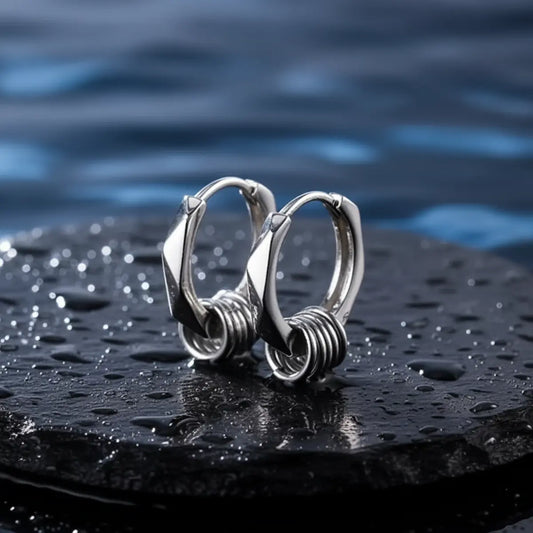 Geometric Hexagon Hoop Earrings with Rings