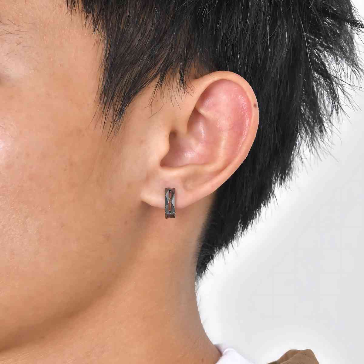 Geometric Hoop Earrings Black Xenos Jewelry
