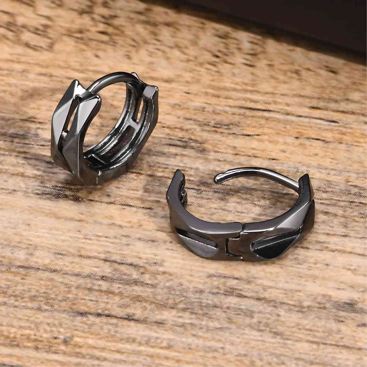 Geometric Hoop Earrings Black Xenos Jewelry