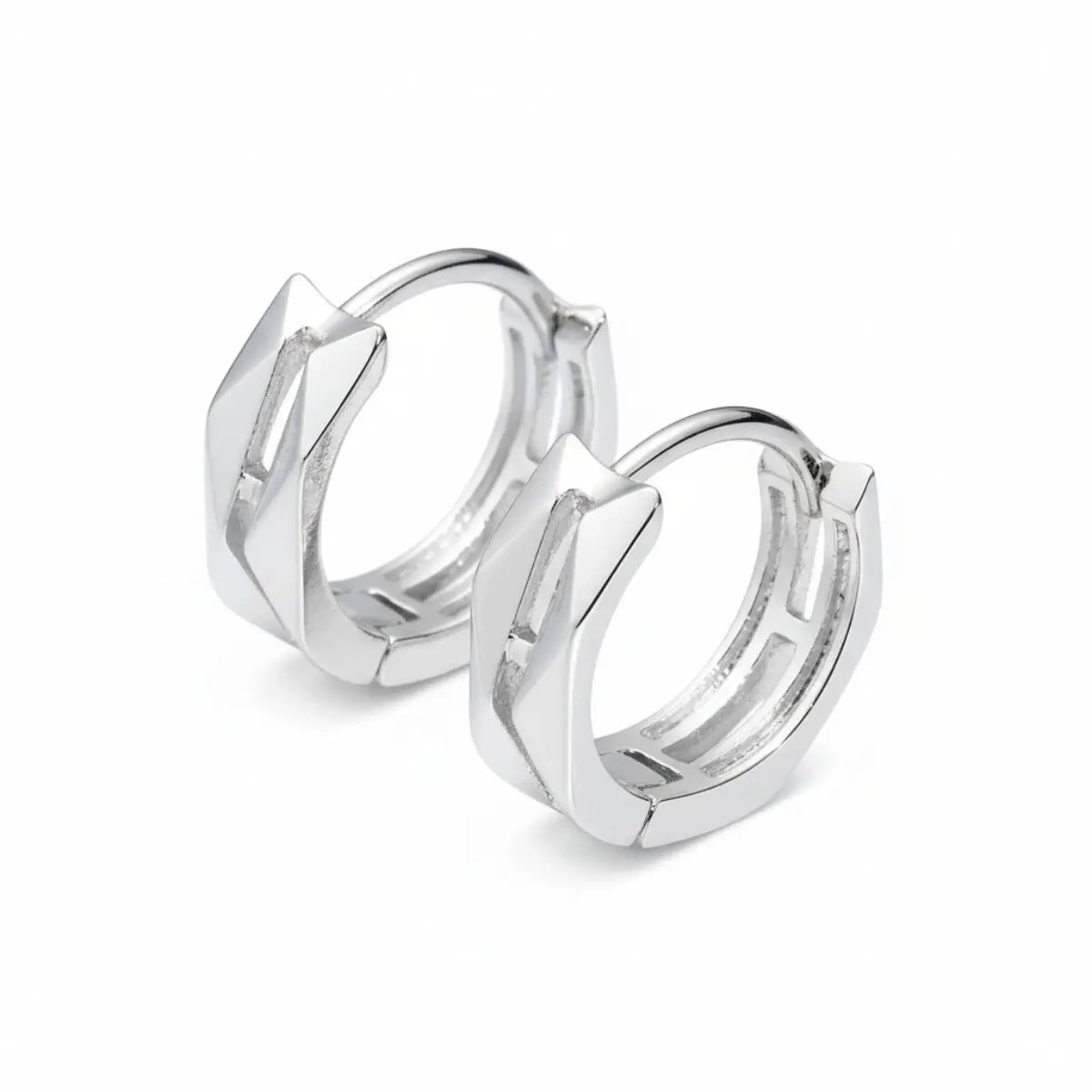 Geometric Hoop Earrings Silver Details