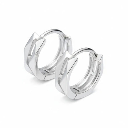 Geometric Hoop Earrings Silver Details