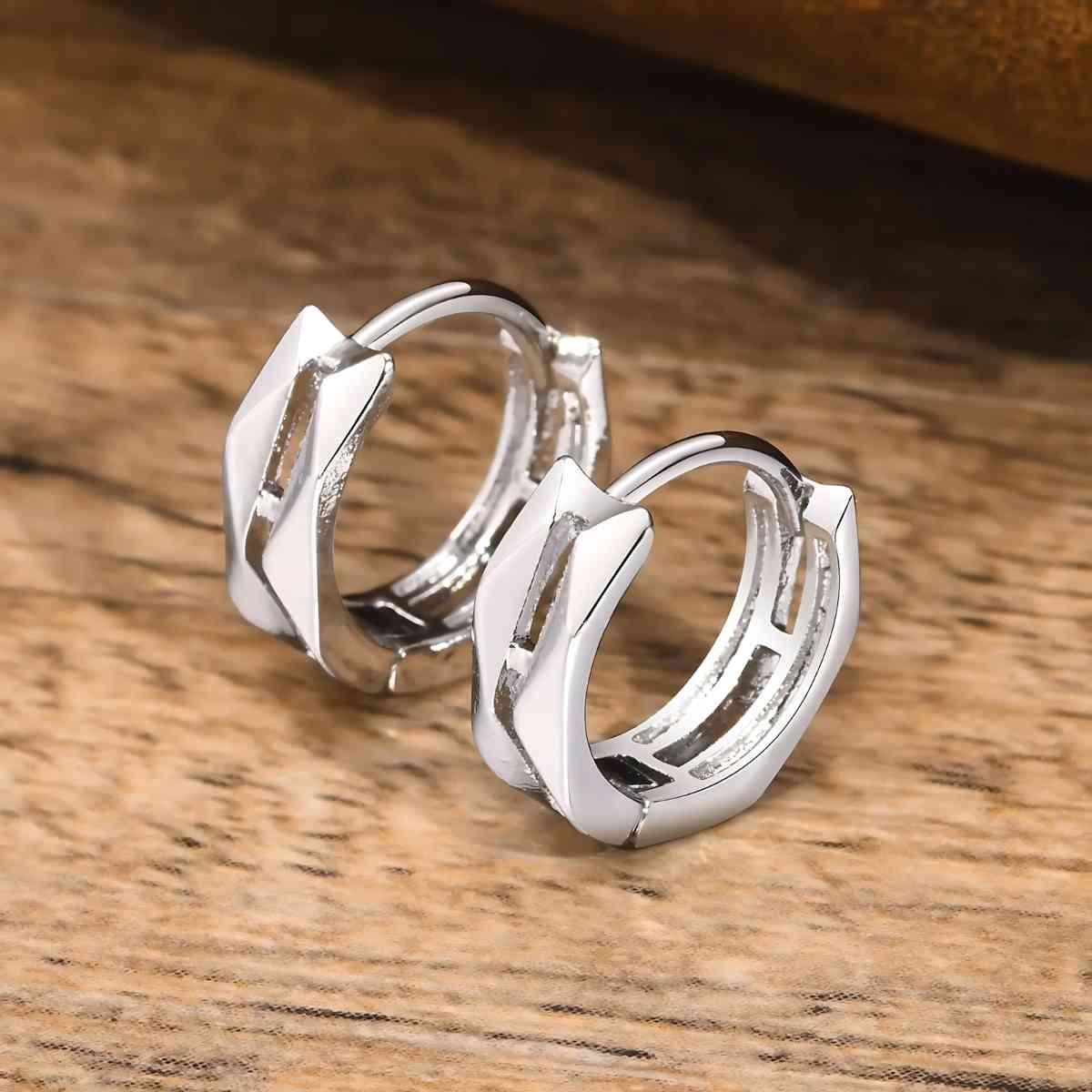 Geometric Hoop Earrings Silver Xenos Jewelry