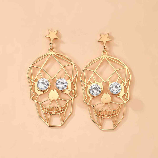 Geometric Skull Earrings Gold