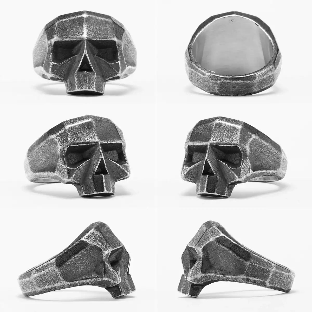 Geometric Skull Ring Multi Angle Dimensions and Weight