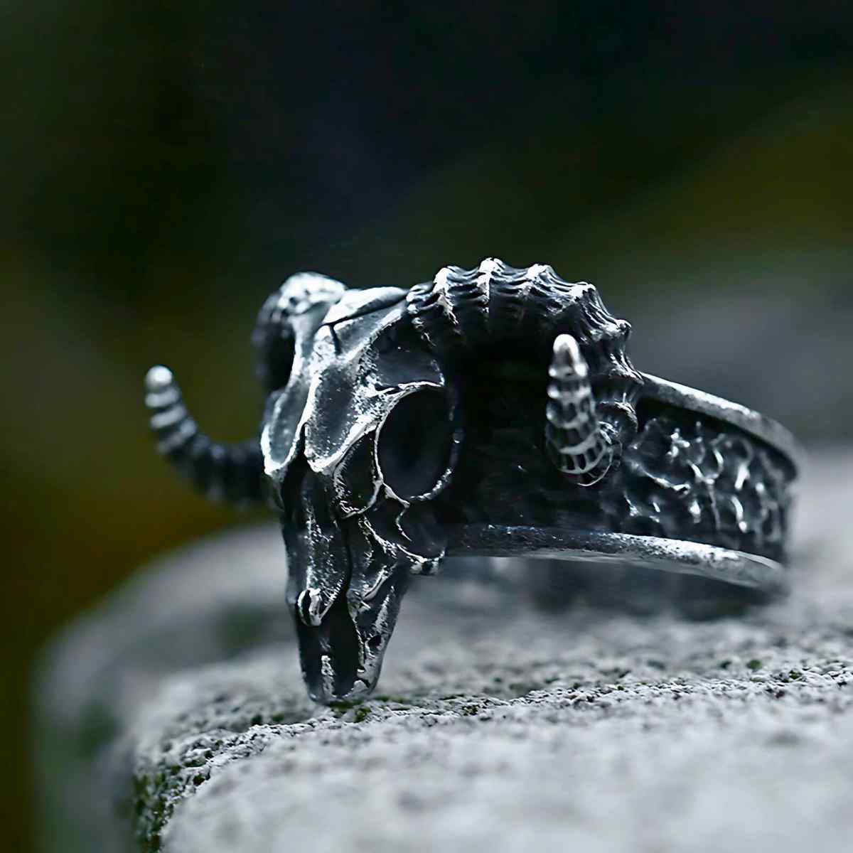 Goat Skull Ring Stainless Steel Xenos Jewelry