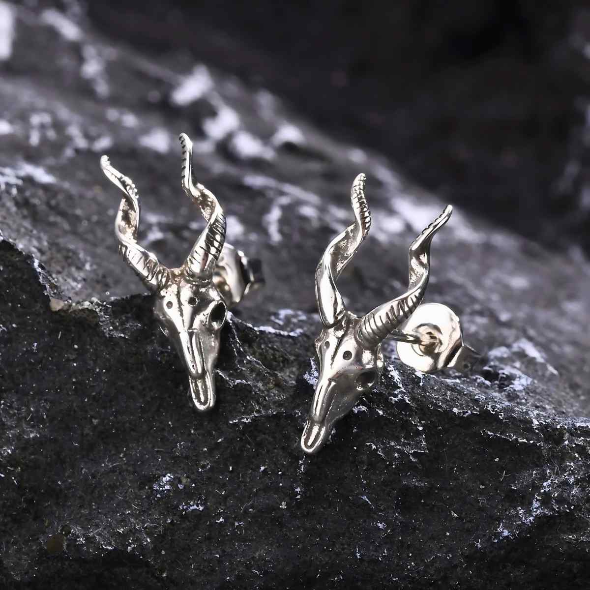 Goat Skull Stud Earrings