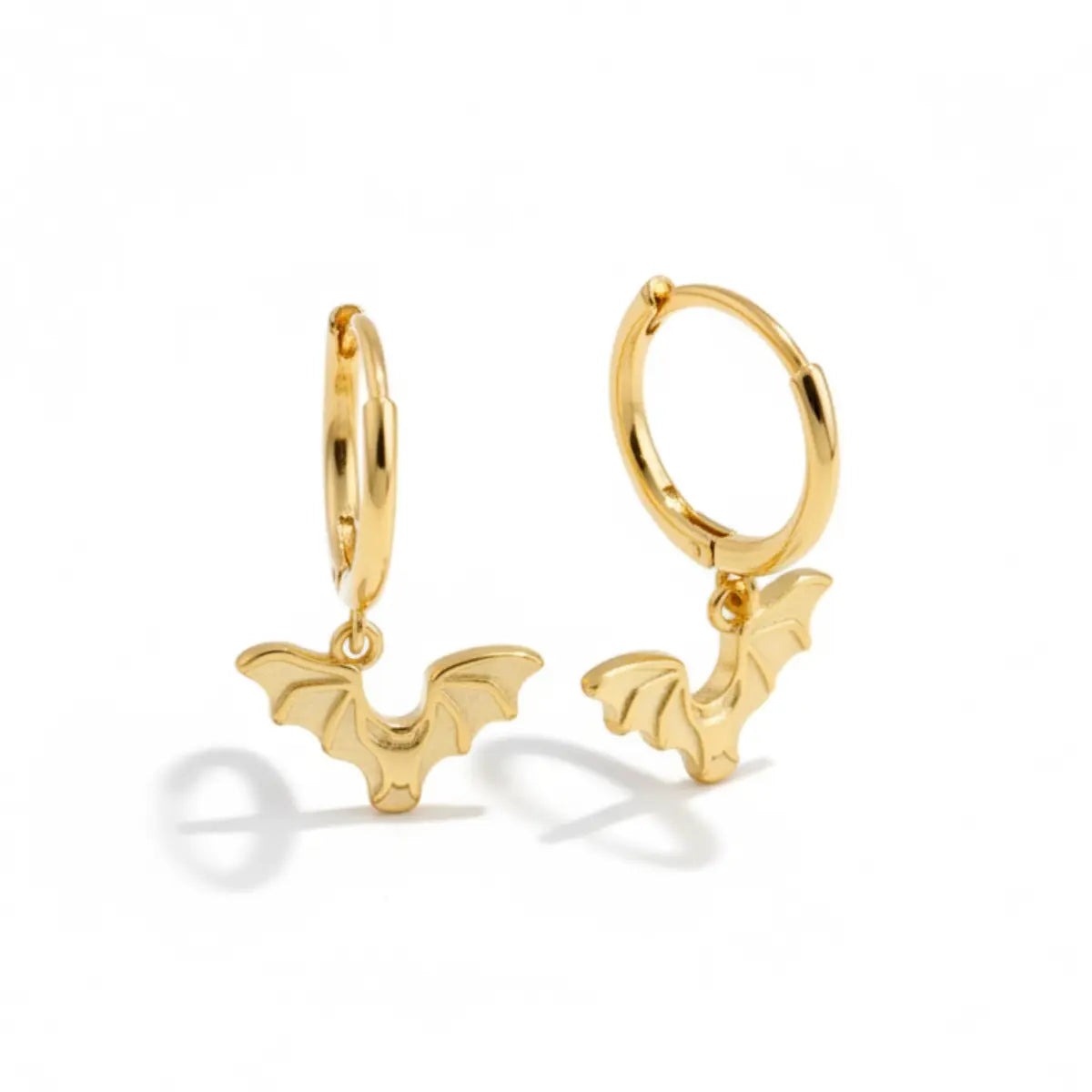 Gold Bat Wing Earrings Sterling Silver Details