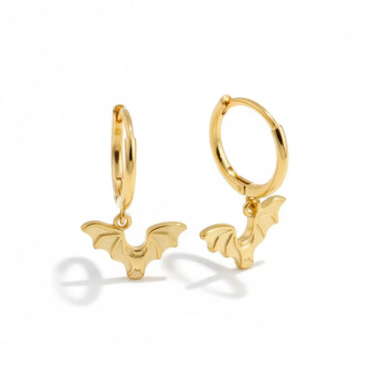 Gold Bat Wing Earrings Sterling Silver Details