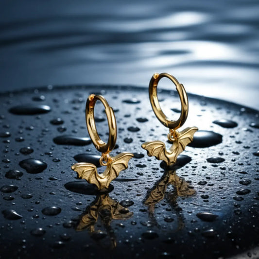 Gold Bat Wing Earrings Sterling Silver