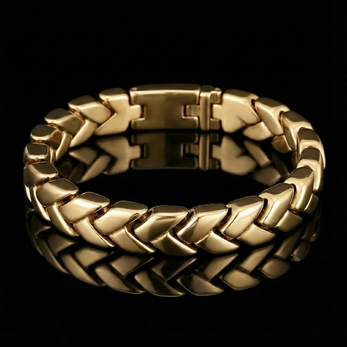 Gold Chevron Link Bracelet 11mm