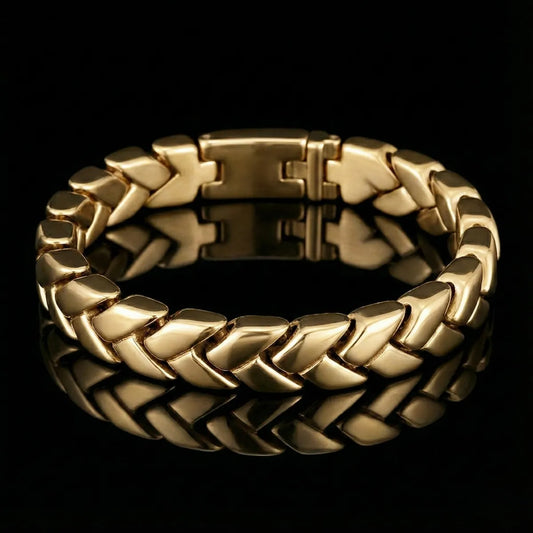 Gold Chevron Link Bracelet 11mm