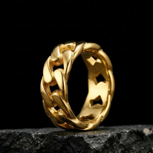 Gold Cuban Link Ring