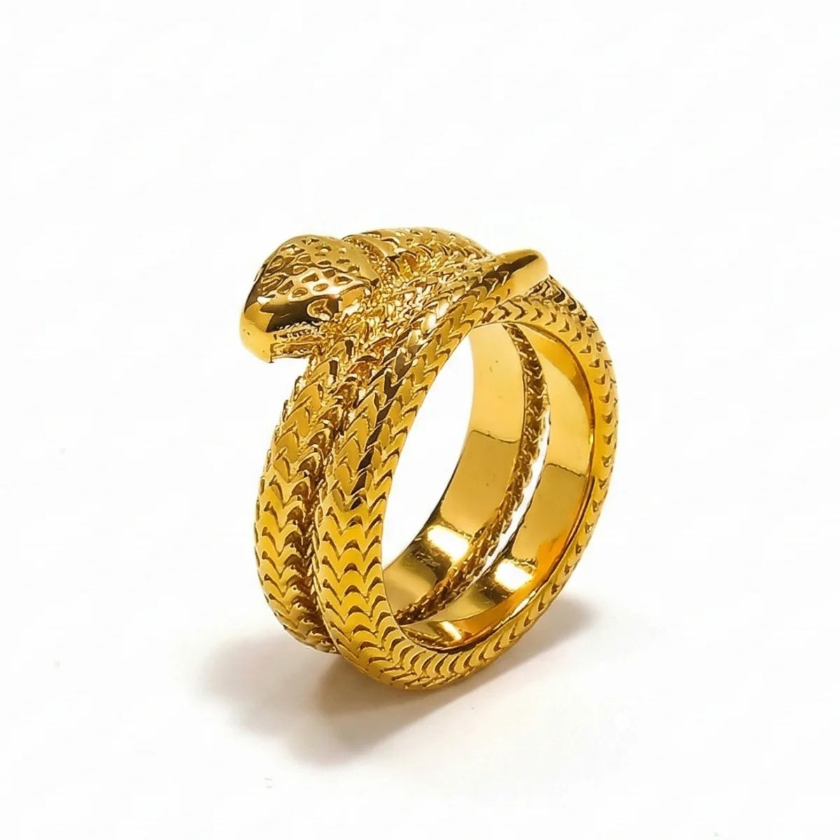Gold Double Wrap Snake Ring Details