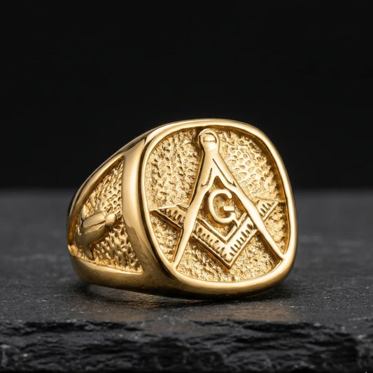 Gold Freemason Signet Ring