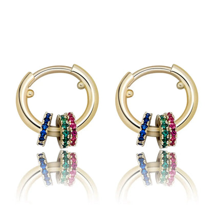 Gold Hoop Earrings with Iced Out Rings