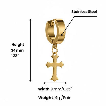 Gold Latin Cross Drop Earrings Dimensions and Weight