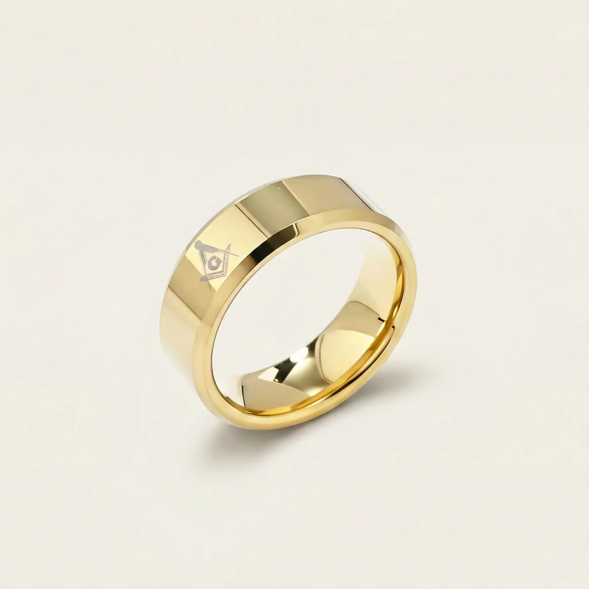 Gold Masonic Tungsten Ring Details